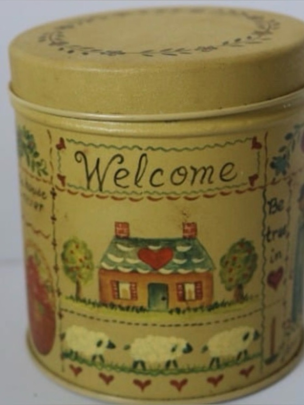 Vintage Helan Barrick Folk Art Metal Tin Country Cottage Core